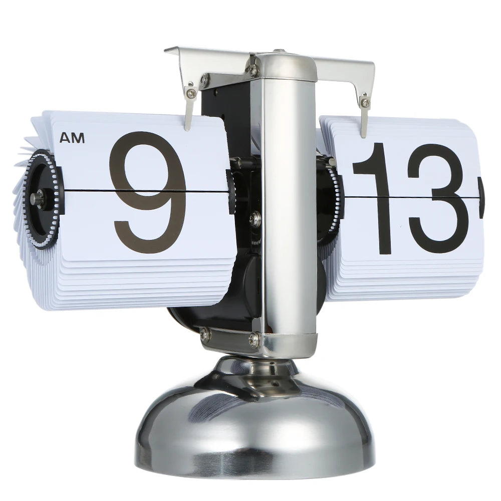Retro Flip Desk Clock – Black/White Quartz