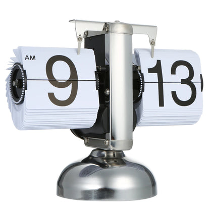 Retro Flip Desk Clock – Black/White Quartz