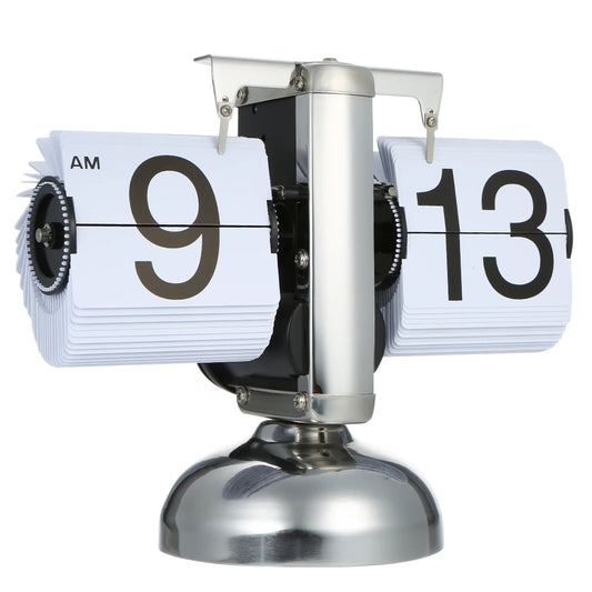 Retro Flip Desk Clock – Black/White Quartz