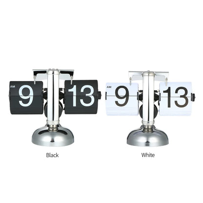 Retro Flip Desk Clock – Black/White Quartz