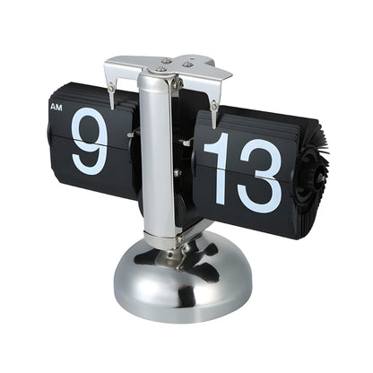 Retro Flip Desk Clock – Black/White Quartz